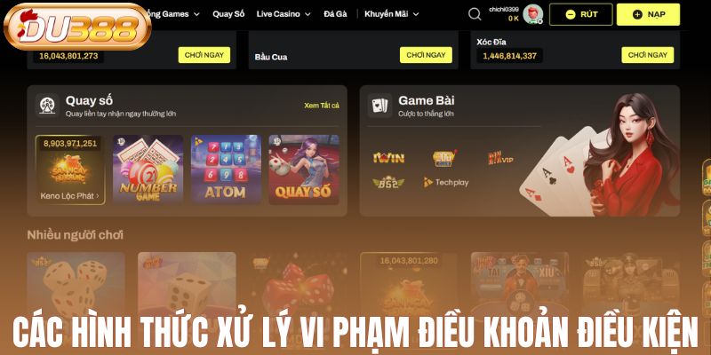 Các hình thức xử lý vi phạm điều khoản điều kiện tại DU388