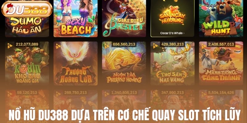 Nổ hũ DU388 dựa trên cơ chế quay slot tích lũy