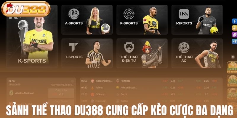 Sảnh thể thao DU388 cung cấp kèo cược đa dạng